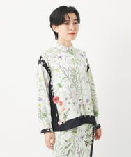 PYBEB42490 CHRISTIAN AUJARD(小さいサイズ)(メゾン ドゥ サンク) [セットアップ対応]ボタニカルフラワープリントブラウス グリーン系