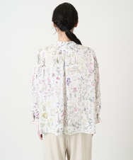 PYBEE19490 CHRISTIAN AUJARD(小さいサイズ)(メゾン ドゥ サンク) ボタニカルフラワーブラウス ホワイト×ピンク系
