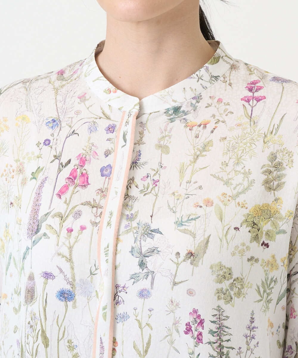 PYBEE19490 CHRISTIAN AUJARD(小さいサイズ)(メゾン ドゥ サンク) ボタニカルフラワーブラウス ホワイト×ピンク系