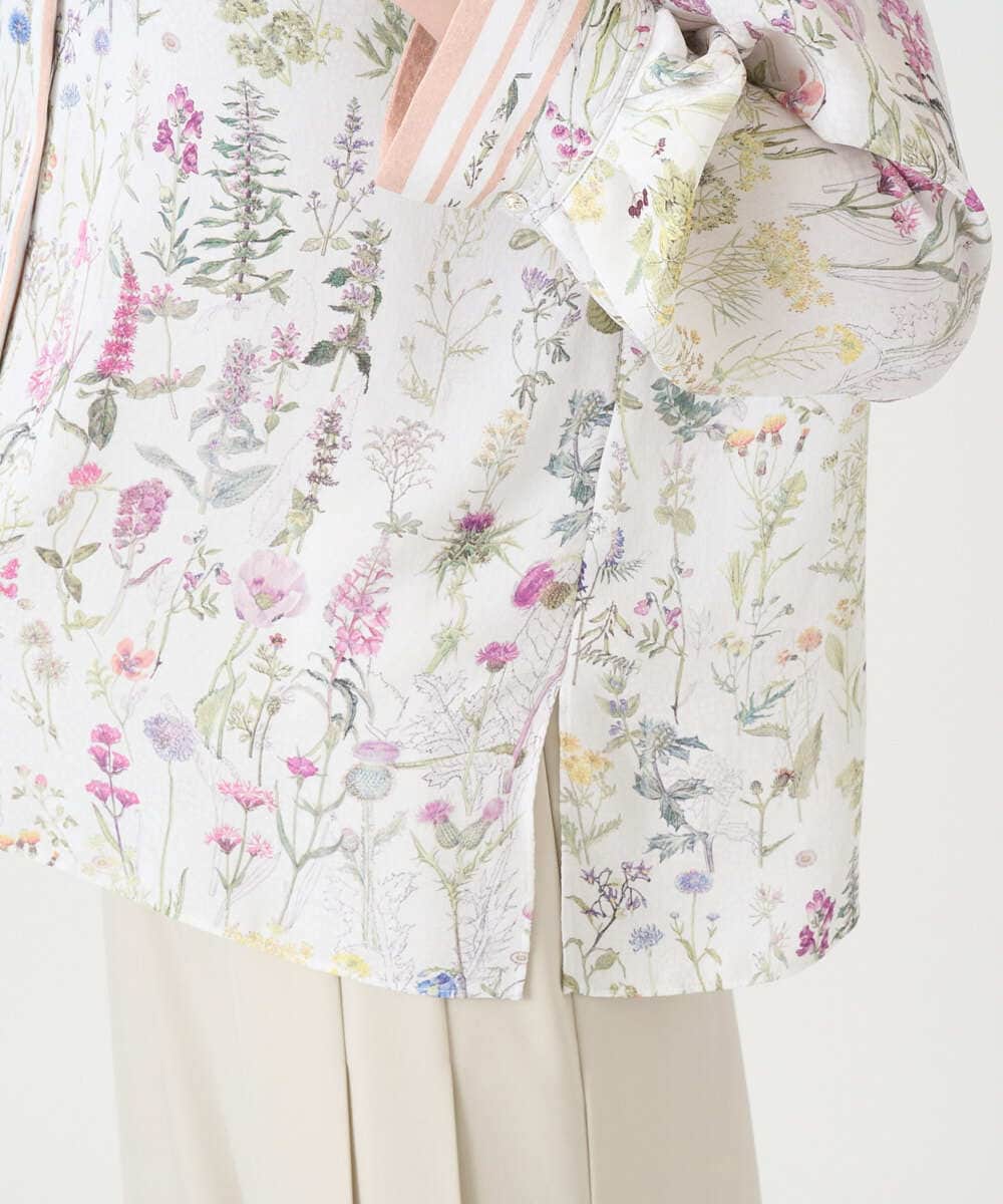 PYBEE19490 CHRISTIAN AUJARD(小さいサイズ)(メゾン ドゥ サンク) ボタニカルフラワーブラウス ホワイト×ピンク系