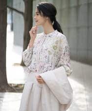 PYBEE19490 CHRISTIAN AUJARD(小さいサイズ)(メゾン ドゥ サンク) ボタニカルフラワーブラウス ホワイト×ピンク系