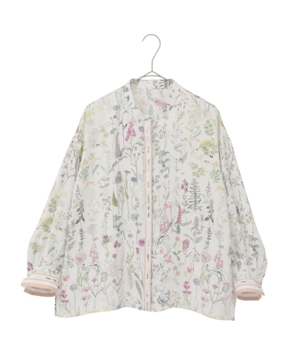 PYBEE19490 CHRISTIAN AUJARD(小さいサイズ)(メゾン ドゥ サンク) ボタニカルフラワーブラウス ホワイト×ピンク系