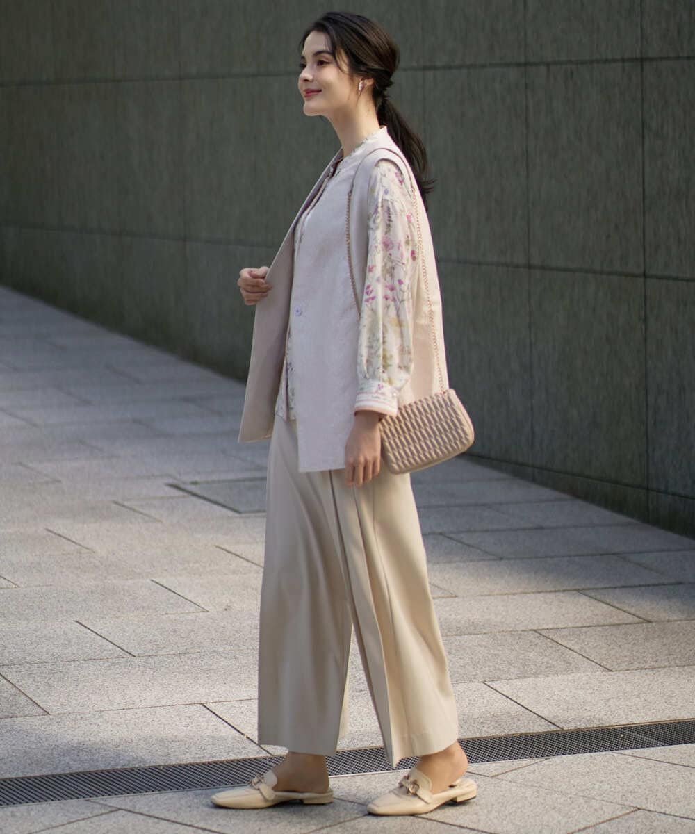 PYBEE19490 CHRISTIAN AUJARD(小さいサイズ)(メゾン ドゥ サンク) ボタニカルフラワーブラウス ホワイト×ピンク系