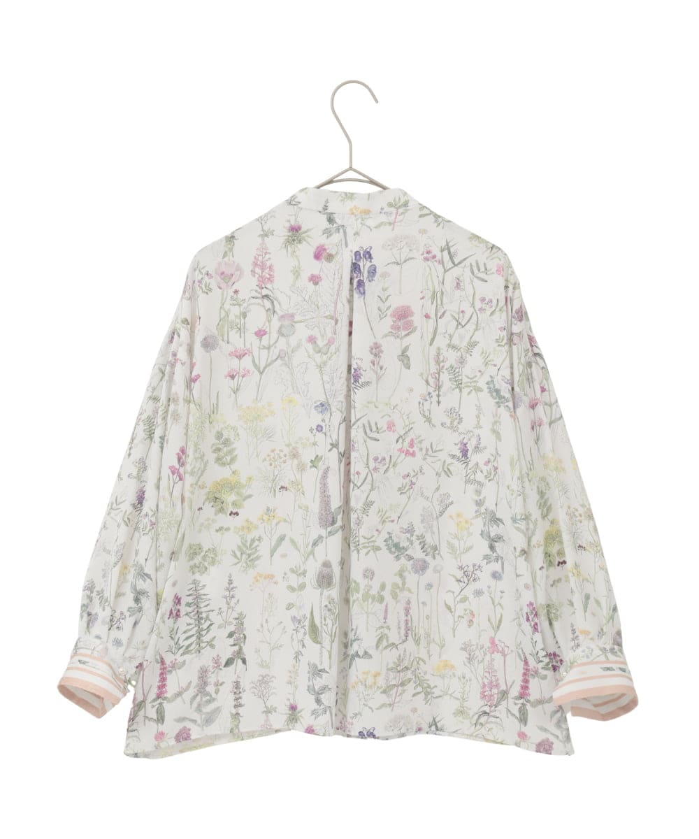 PYBEE19490 CHRISTIAN AUJARD(小さいサイズ)(メゾン ドゥ サンク) ボタニカルフラワーブラウス ホワイト×ピンク系