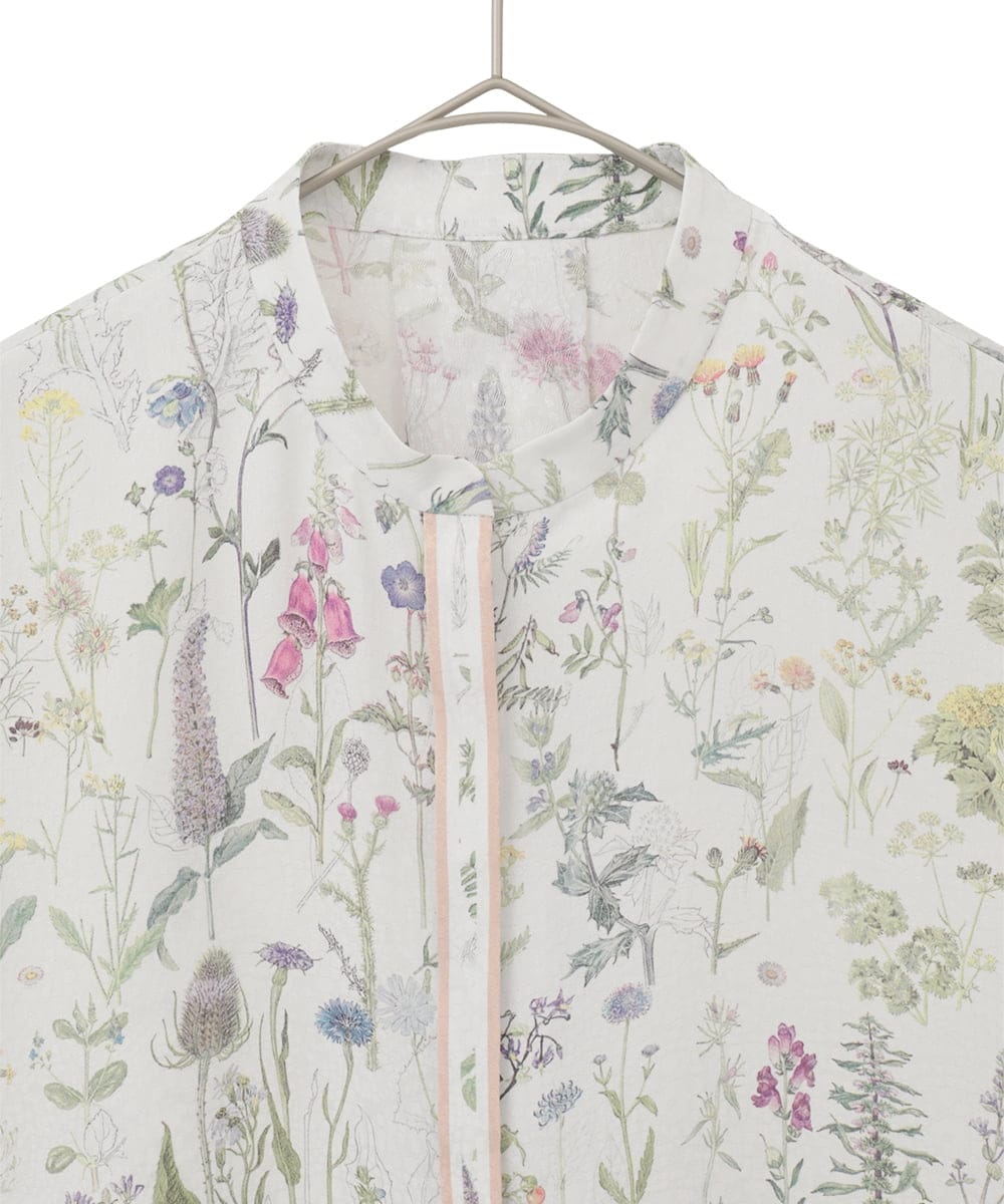 PYBEE19490 CHRISTIAN AUJARD(小さいサイズ)(メゾン ドゥ サンク) ボタニカルフラワーブラウス ホワイト×ピンク系