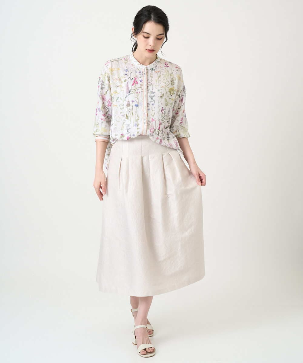 PYBEE19490 CHRISTIAN AUJARD(小さいサイズ)(メゾン ドゥ サンク) ボタニカルフラワーブラウス ホワイト×ピンク系