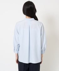 PYBGA32490 CHRISTIAN AUJARD(小さいサイズ)(メゾン ドゥ サンク) カットワーク刺繍ストライプブラウス ブルー