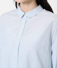 PYBGA32490 CHRISTIAN AUJARD(小さいサイズ)(メゾン ドゥ サンク) カットワーク刺繍ストライプブラウス ブルー
