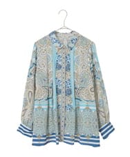 PYBGD25490 CHRISTIAN AUJARD(小さいサイズ)(メゾン ドゥ サンク) マリンブルーペーズリーブラウス ブルー系