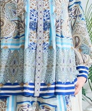 PYBGD25490 CHRISTIAN AUJARD(小さいサイズ)(メゾン ドゥ サンク) マリンブルーペーズリーブラウス ブルー系