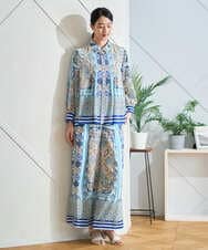 PYBGD25490 CHRISTIAN AUJARD(小さいサイズ)(メゾン ドゥ サンク) マリンブルーペーズリーブラウス ブルー系