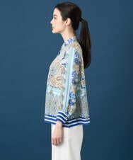 PYBGD25490 CHRISTIAN AUJARD(小さいサイズ)(メゾン ドゥ サンク) マリンブルーペーズリーブラウス ブルー系