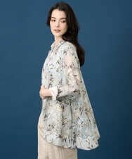 PYBGE02490 CHRISTIAN AUJARD(小さいサイズ)(メゾン ドゥ サンク) フラワープリントシアーブラウス グリーン