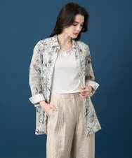 PYBGE02490 CHRISTIAN AUJARD(小さいサイズ)(メゾン ドゥ サンク) フラワープリントシアーブラウス グリーン