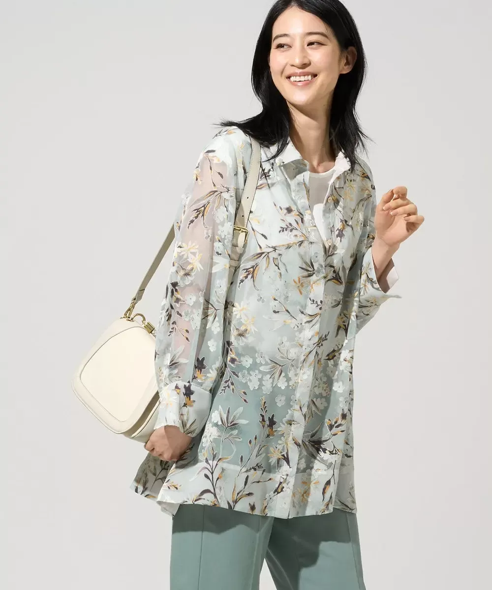 PYBGE02490 CHRISTIAN AUJARD(小さいサイズ) フラワープリントシアーブラウス