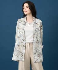 PYBGE02490 CHRISTIAN AUJARD(小さいサイズ)(メゾン ドゥ サンク) フラワープリントシアーブラウス グリーン