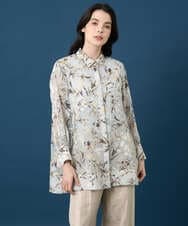 PYBGE02490 CHRISTIAN AUJARD(小さいサイズ)(メゾン ドゥ サンク) フラワープリントシアーブラウス グリーン