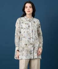 PYBGE02490 CHRISTIAN AUJARD(小さいサイズ)(メゾン ドゥ サンク) フラワープリントシアーブラウス グリーン