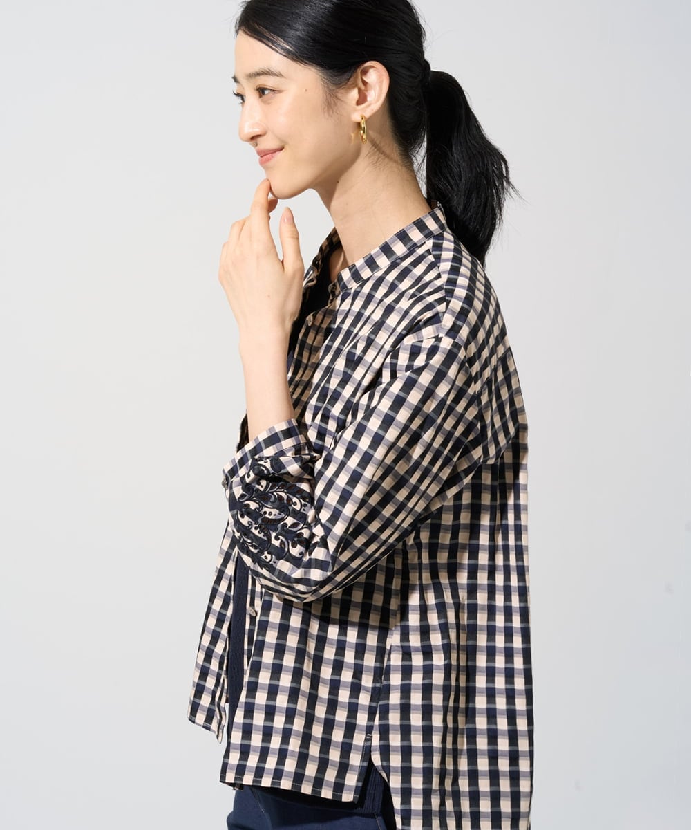 PYBGE09490 CHRISTIAN AUJARD(小さいサイズ) [セットアップ対応]シャンブレーチェックブラウス