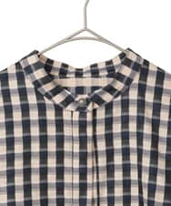 PYBGE09490 CHRISTIAN AUJARD(小さいサイズ)(メゾン ドゥ サンク) [セットアップ対応]シャンブレーチェックブラウス オレンジ×ネイビー系