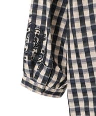 PYBGE09490 CHRISTIAN AUJARD(小さいサイズ)(メゾン ドゥ サンク) [セットアップ対応]シャンブレーチェックブラウス オレンジ×ネイビー系