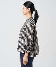 PYBGE09490 CHRISTIAN AUJARD(小さいサイズ)(メゾン ドゥ サンク) [セットアップ対応]シャンブレーチェックブラウス オレンジ×ネイビー系