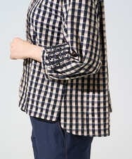 PYBGE09490 CHRISTIAN AUJARD(小さいサイズ)(メゾン ドゥ サンク) [セットアップ対応]シャンブレーチェックブラウス オレンジ×ネイビー系