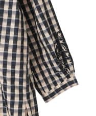 PYBGE09490 CHRISTIAN AUJARD(小さいサイズ)(メゾン ドゥ サンク) [セットアップ対応]シャンブレーチェックブラウス オレンジ×ネイビー系