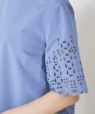 PYBGP09430 CHRISTIAN AUJARD(小さいサイズ)(メゾン ドゥ サンク) カットワーク刺繍ブラウス ライトブルー