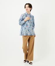 PYBHA04450 CHRISTIAN AUJARD(小さいサイズ)(メゾン ドゥ サンク) [通気性･発散性]プチフラワーペイズリープリントブラウス ブルー系