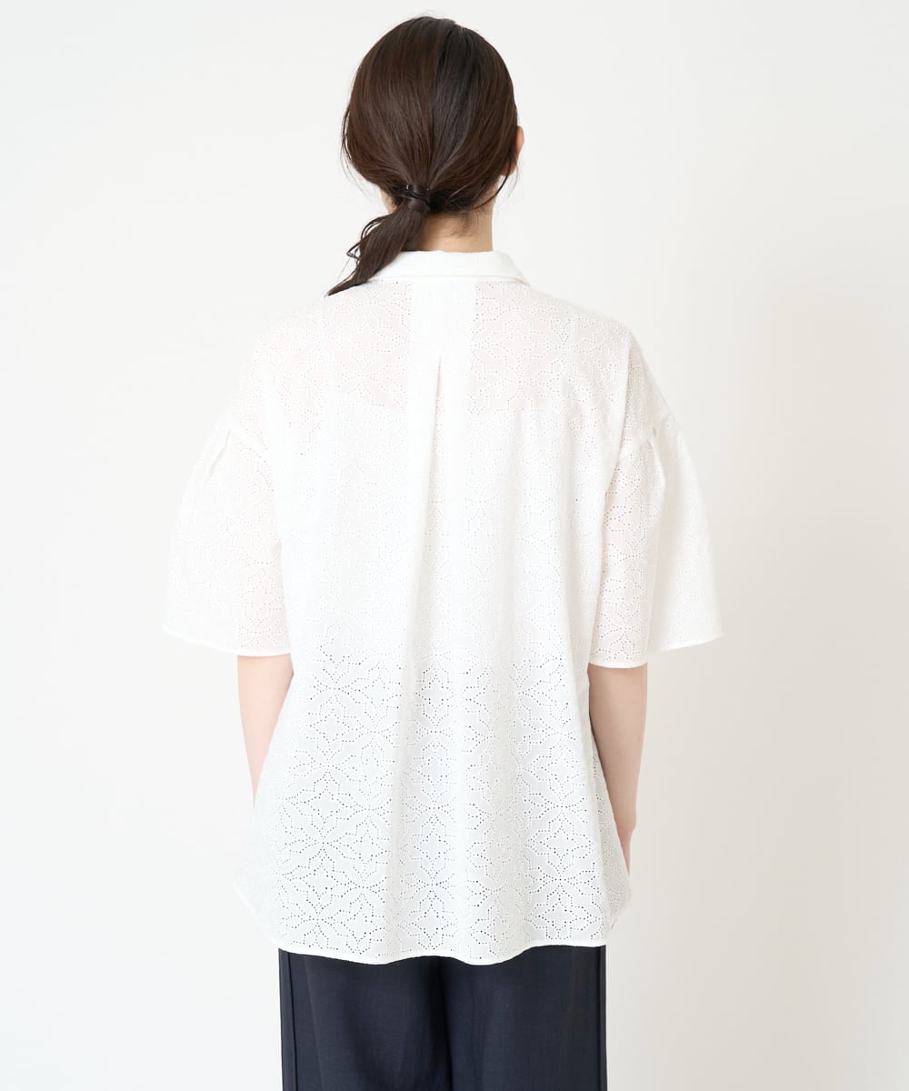 PYBHW17390 CHRISTIAN AUJARD(小さいサイズ)(メゾン ドゥ サンク) アイレット刺繍ブラウス ホワイト