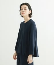 PYBJP63330 CHRISTIAN AUJARD(小さいサイズ)(メゾン ドゥ サンク) 【セットアップ対応】ステッチデザインAラインブラウス ネイビー