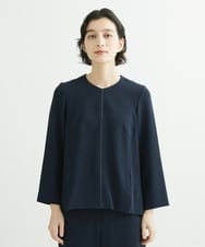 PYBJP63330 CHRISTIAN AUJARD(小さいサイズ)(メゾン ドゥ サンク) 【セットアップ対応】ステッチデザインAラインブラウス ネイビー