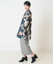PYBJP67430 CHRISTIAN AUJARD(小さいサイズ)(メゾン ドゥ サンク) フラワープリントベルト付ブラウス ボルドー系