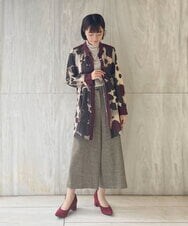 PYBJP67430 CHRISTIAN AUJARD(小さいサイズ)(メゾン ドゥ サンク) フラワープリントベルト付ブラウス ボルドー系