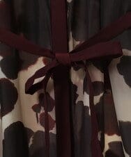 PYBJP67430 CHRISTIAN AUJARD(小さいサイズ)(メゾン ドゥ サンク) フラワープリントベルト付ブラウス ボルドー系