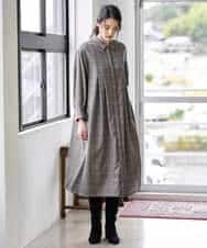 PYEAD31720 CHRISTIAN AUJARD(小さいサイズ)(メゾン ドゥ サンク) グレンチェックワンピース ブラウン系