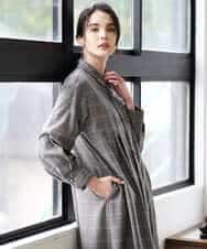 PYEAD31720 CHRISTIAN AUJARD(小さいサイズ)(メゾン ドゥ サンク) グレンチェックワンピース ブラウン系