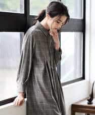 PYEAD31720 CHRISTIAN AUJARD(小さいサイズ)(メゾン ドゥ サンク) グレンチェックワンピース ブラウン系