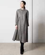 PYEAD31720 CHRISTIAN AUJARD(小さいサイズ)(メゾン ドゥ サンク) グレンチェックワンピース ブラウン系