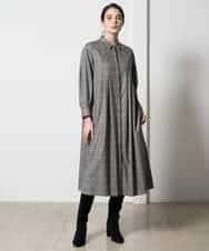 PYEAD31720 CHRISTIAN AUJARD(小さいサイズ)(メゾン ドゥ サンク) グレンチェックワンピース ブラウン系