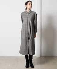 PYEAD31720 CHRISTIAN AUJARD(小さいサイズ)(メゾン ドゥ サンク) グレンチェックワンピース ブラウン系