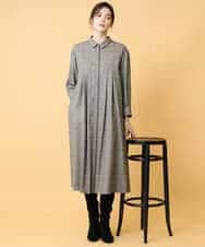 PYEAD31720 CHRISTIAN AUJARD(小さいサイズ)(メゾン ドゥ サンク) グレンチェックワンピース ブラウン系