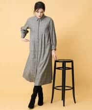 PYEAD31720 CHRISTIAN AUJARD(小さいサイズ)(メゾン ドゥ サンク) グレンチェックワンピース ブラウン系