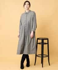 PYEAD31720 CHRISTIAN AUJARD(小さいサイズ)(メゾン ドゥ サンク) グレンチェックワンピース ブラウン系