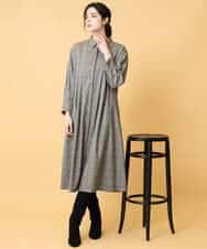 PYEAD31720 CHRISTIAN AUJARD(小さいサイズ)(メゾン ドゥ サンク) グレンチェックワンピース ブラウン系