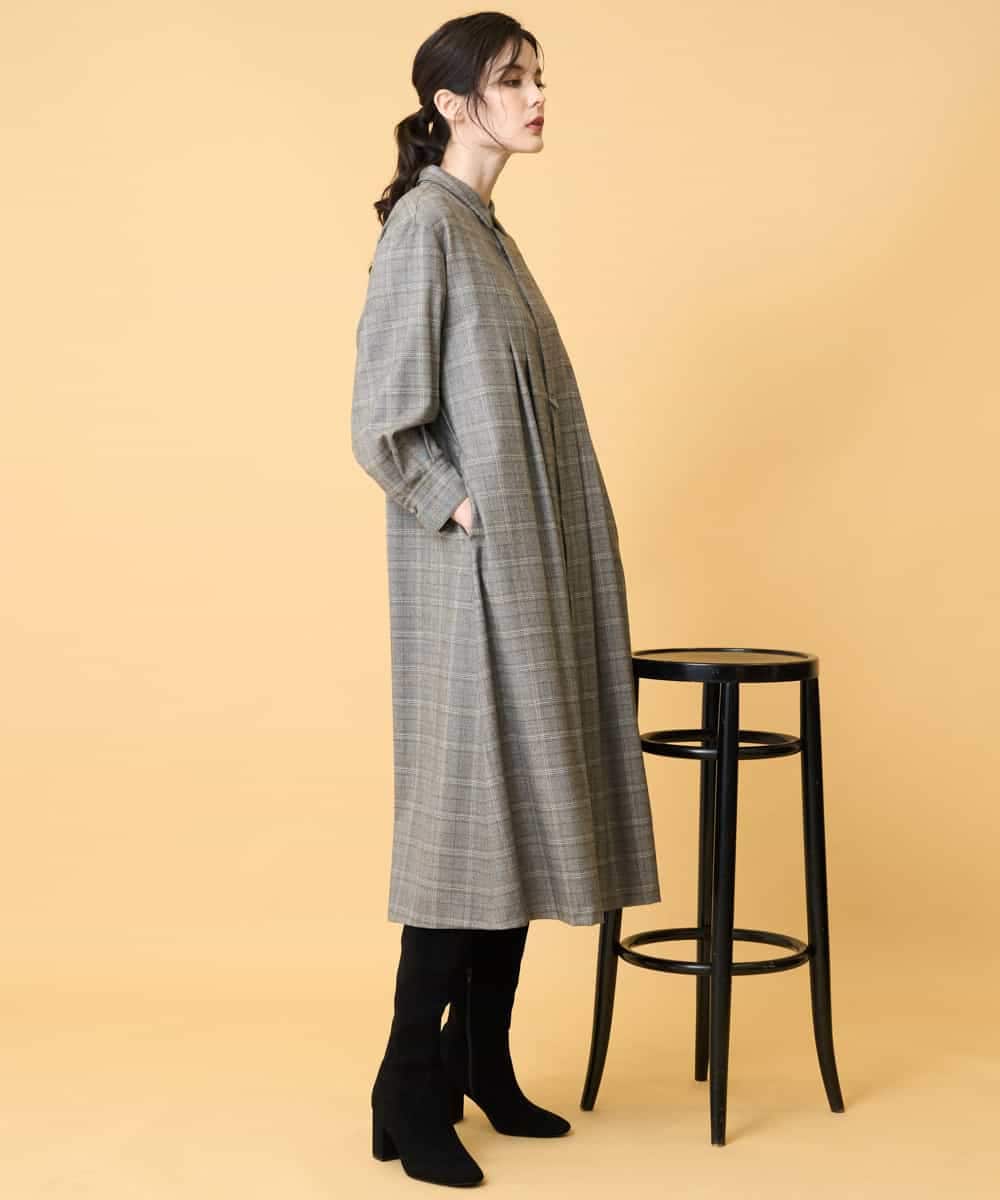 PYEAD31720 CHRISTIAN AUJARD(小さいサイズ)(メゾン ドゥ サンク) グレンチェックワンピース ブラウン系