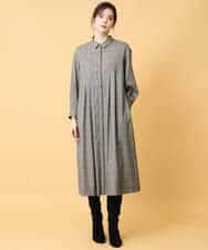 PYEAD31720 CHRISTIAN AUJARD(小さいサイズ)(メゾン ドゥ サンク) グレンチェックワンピース ブラウン系