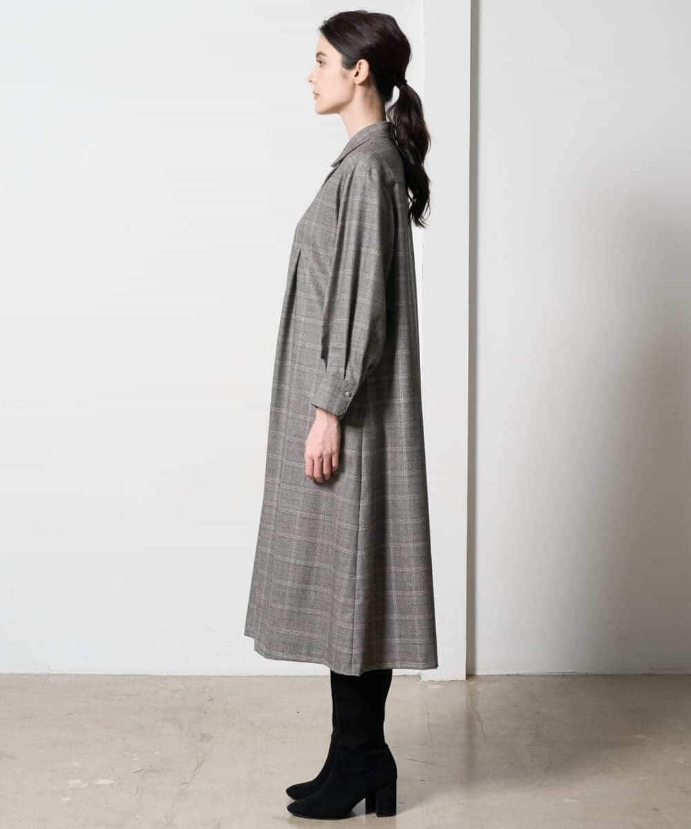 PYEAD31720 CHRISTIAN AUJARD(小さいサイズ)(メゾン ドゥ サンク) グレンチェックワンピース ブラウン系