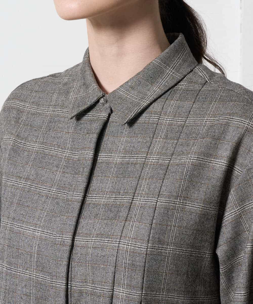 PYEAD31720 CHRISTIAN AUJARD(小さいサイズ)(メゾン ドゥ サンク) グレンチェックワンピース ブラウン系